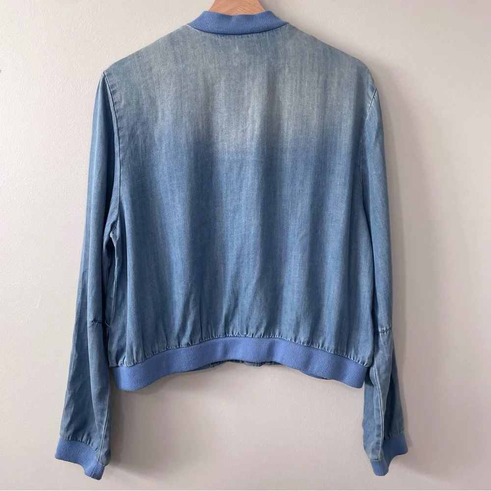 Urban Outfitters Light Blue Denim Bomber Jacket